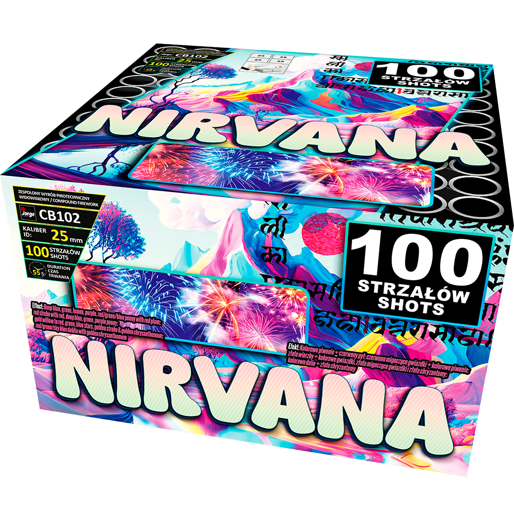 Wyrzutnia Jorge NIRVANA CB102 – 100 strzałów | Nowość 2025 z unikatowym efektem piwonii Wyrzutnia Jorge NIRVANA CB102 – 100 strzałów | Nowość 2025 z unikatowym efektem piwonii